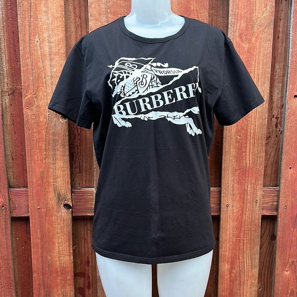Burberry Black Short Sleeve Tee Bold Branding Size XXL - Picture 3 of 6